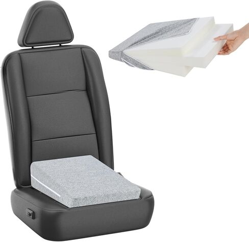 HOMBYS Adjustable Car Booster Seat for Short Drivers, Adult Booster Seat for Car, Supportive Memory Foam Filling, 2 Heights for Different People, Car Seat Pad for Lower Back Reduce Discomfort in Saudi Arabia