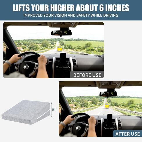 HOMBYS Adjustable Car Booster Seat for Short Drivers, Adult Booster Seat for Car, Supportive Memory Foam Filling, 2 Heights for Different People, Car Seat Pad for Lower Back Reduce Discomfort in Saudi Arabia