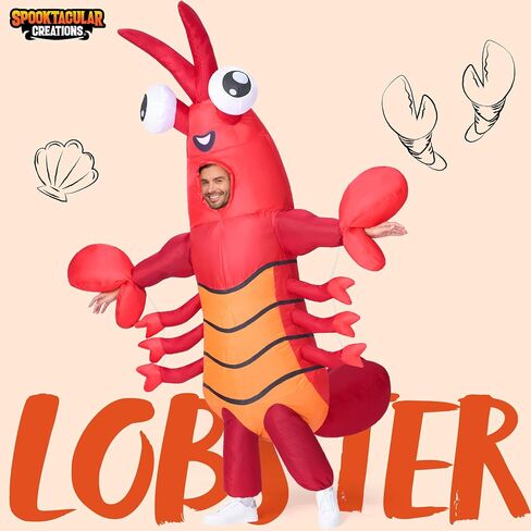 أزياء Spooktacular Creations للبالغين قابلة للنفخ، أزياء الهالوين المنتفخة لجراد البحر لكامل الجسم تتميز بزردية ضخمة لحفلات الهالوين التنكرية in Saudi Arabia