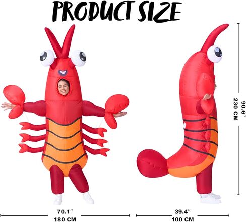 أزياء Spooktacular Creations للبالغين قابلة للنفخ، أزياء الهالوين المنتفخة لجراد البحر لكامل الجسم تتميز بزردية ضخمة لحفلات الهالوين التنكرية in Saudi Arabia