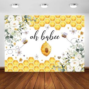 Avezano Oh Babee Backdrop Bee Baby Shower Party Backdrops Bee Themed Baby Shower Decorations Sweet as Can Bee Baby Shower Photo Background Holy Bee Cake Table Banner (7x5ft)
