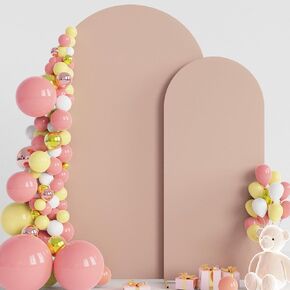Arch Backdrop Cover Ivory Arch Covers Strethy Backdrop Set of 2 | 7.2FT,6FT Spandex Fitted Balloon Arch Cover Round Top Chiara Backdrop Cover for Wedding Birthday Party Baby Shower Decor in Saudi Arabia
