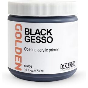 Black Gesso by GOLDEN, 16 fl. oz. Jar, Professional Acrylic Gesso, Opaque