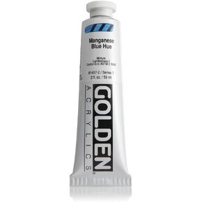 Heavy Body Acrylics by GOLDEN, Manganese Blue Hue, 2 fl. oz. Tube, Professional Acrylic Paint, Semi-Transparent