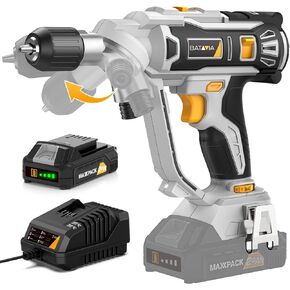 مثقاب لاسلكي، مثقاب كهربائي باتافيا مع بطارية وشاحن، مثقاب كهربائي محمول، ظرف مزدوج بدون مفتاح قابل للدوران 3/8 بوصة وظرف 1/4 بوصة in Kuwait