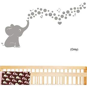 ملصقات جدارية لطيفة على شكل فيل على شكل فقاعات لطيفة ملصقات جدارية من الفينيل لديكور المنزل وديكورات جدارية لغرفة المعيشة للأطفال (رمادي) in Kuwait
