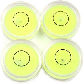 Driak 4 Pieces 15x8mm/0.6"x0.31" Plastic Vial Acrylic Housing Round Green and White Colour Mini Spirit Level Bubble Mini Bullseye Level Mini Tripod Level Tool Can Use for All Kinds of Miniature Level