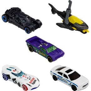 Hot Wheels Set of 5 Batman Toy Vehicles in 1:64 Scale from Batman TV Shows, Movies & Comics (Styles May Vary)