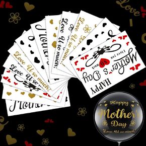 Aoriher 12 Sheet Happy Father's Day Balloon Labels Stickers Letter Balloon Stickers I Love You So Much Party Stickers Decals for DIY Transparent Balloon Father Day (Mother Style)