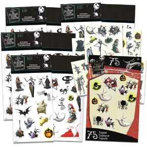 Classic Disney Nightmare Before Christmas Stickers and Tattoos Bundle ~ 100 Jack Skellington 75 Temporary For Kids Party Supplies Favors Birthdays Halloween More (Party Decorations), Decorations