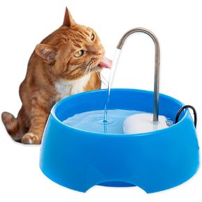 Aqua Mini Portable Pet Water Fountain - Automatic Drinking Bowl for Cats and Dogs - Stainless Steel Faucet - Replaceable Filters - Easy Cleaning - Ideal for Multiple Pets - 1.2L/42 fl oz - Blue