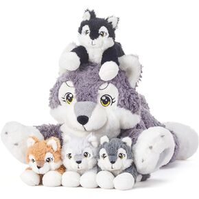 IKASA Mommy Unicorn Toys for Girls Age 4-6，Mom and Baby Stuffed Animal Plush Toy,Small Family Set Toy with Little Babies,Gifts for Kid (Unicorn,18")