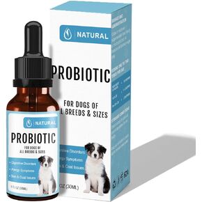 البروبيوتيك والإنزيمات الهاضمة للكلاب، سائل البروبيوتيك للكلاب، البروبيوتيك لصحة الجهاز الهضمي للكلاب، علاج الإسهال واضطرابات المعدة + الغازات، الإمساك، وتخفيف الحساسية. in Kuwait