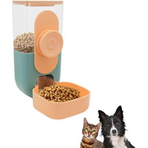 Andiker Pet Gravity Feeder, 30oz Hanging Automatic Cat Food Dispenser Plastic Automatic Pet Feeders Detachable Upper Opening Cover Easy to Add Treats Cat Food Bowl for Puppy and Kitten Cages