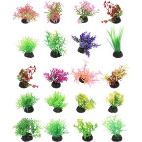 PATKAW Terrarium Plants 20pcs Miniature Aquarium Plants Mini Fish Tank Grass Tiny Greenery Ornament for Micro Landscape Bonsai Food Serving Plate Decorations Mixed Style Terrarium Decor
