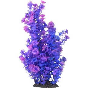 CNZ Aquarium Plastic Plant Decoration w Ceramic Base Medium 15-inch, Purple Blue