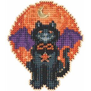 Mill Hill Bat Cat Beaded Counted Cross Stitch Ornament Kit 2023 Autumn Harvest MH182324