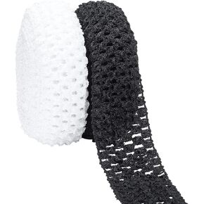 BENECREAT 15 Yards 1.5" Wide Elastic Crochet Headband 7-Color Ribbon Crochet Stretch Trim for Hair Accessories and Tutus Dresses, 2.18 Yards per Roll
