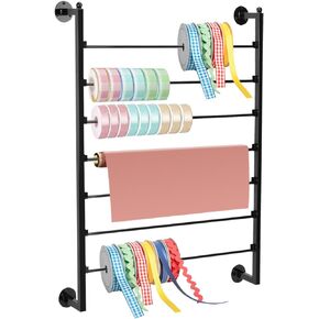 Ribbon Storage Organizer,Wall Mounted Ribbon Organizer,Wrapping Paper Rack,7-Layer Metal Ribbon Storage for Craft Room,Flower Shop,Gift Wrapping Paper