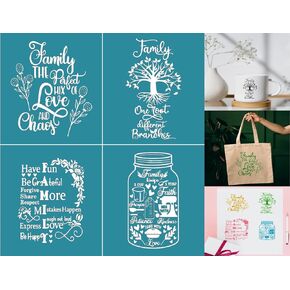Reusable Silk Screen Stencils Perfect Adhesive Stencils for Painting on Wood, T-Shirts, Porch Signs, Walls, Canvas, and More Home Decor (7.87in*7.87in, Exquisite Patterns)