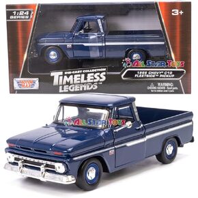 1966 Chevy C10 Fleetside Pickup Truck, Dark Blue - Motormax 73355 - 1/24 Scale Diecast Model Toy Car, unisex-children