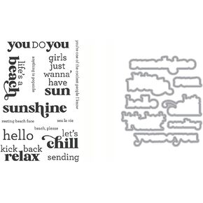 Let's Chill Summer-Themed Sentiments and Phrases for Cardmaking, Scrapbooking and Journaling; Essentials by Ellen Stamps with Coordinating Paper Craft Dies