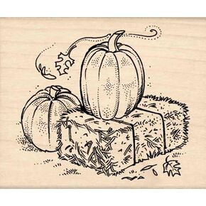 Stamps by Impression Pumpkins Autumn, Fall, Thanksgiving Rubber Stamp - ST 0675-1.5" x 1.5" Block