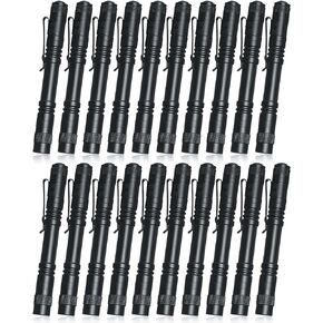 20 Pcs LED Pocket Flashlight Mini Small Handheld Pen Light Bulk Flashlight Rechargeable Tactical Torch with Clip LED Pen Pocket Light for Police Camping Outdoor Inspection Security(5.12 Inch)