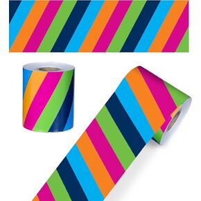 Carson Dellosa – Colorful Stripes Rolled Straight Border, Classroom Décor, 36 Feet