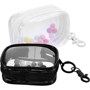 Toyvian 2pcs Small Doll Storage Bags Action Figures Display Clear Bag with Keychain, Zipper Organizer Hanging Collectibles Box for Mini Dolls Figures, 3.73x2.44inches