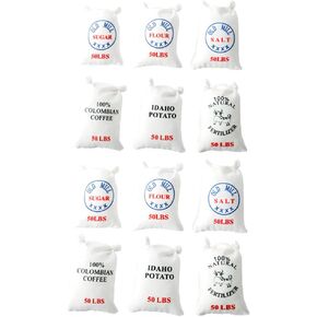 LUOZZY 12Pcs Miniature Flour Bags 1:12 Dollhouse Sugar Salt Bags Kitchen Food Model Baking Set Accessories Dollhouse Supplies