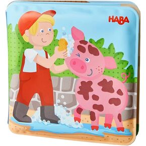 HABA Animal Wash Day - Magic Bath Book - Wipe with Warm Water and the "Muddy" Pages Come Clean