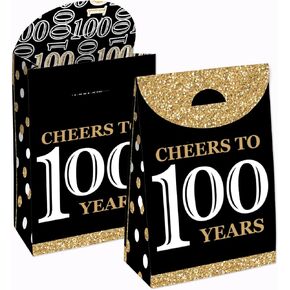 Big Dot of Happiness Adult 70th Birthday - Gold - Birthday Gift Favor Bag - Party Goodie Boxes - Set of 12