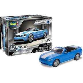 Level 2 Easy-Click 2010 Ford Mustang GT Convertible Blue 1/25 Scale Model by Revell