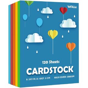 Cardstock 8.5x11 Inch Colored Paper, 5 Colors 120 Sheets Card Stock, Cardstock Paper for Scrapbooking, DIY Crafts, Assorted Cards Making (92LB Cover/250GSM)