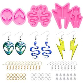 103Pcs Earring Resin Molds Kit, 3pcs Silicone Molds for Resin Jewelry Epoxy Casting Molds with Earring Hooks for DIY Unique Earrings, Epoxy Resin Molds, Earring Jewellery Craft Resin Casting Molds in Saudi Arabia