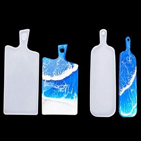 Rolin Roly 2Pcs Resin Tray Molds Resin Serving Tray Moulds with Handles Large Resin Epoxy Silicone Casting Decorative Moulds Tray DIY Resin Serving Board Moulds Making Dish Plate (Wide + Narrow)