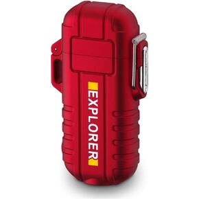 Plasma Electric Dual Arc USB Rechargeable Flameless Lighter Waterproof Windproof with Flashlight (Blue)