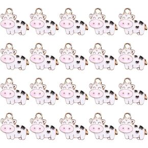 ccHuDE 50 Pcs Cute Cow Pendants Charms Small Animal Metal Charms Enamel Necklace Bracelet Charms Craft Earring Charms for Jewelry Keychain Making
