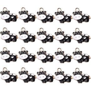 ccHuDE 50 Pcs Cute Cow Pendants Charms Small Animal Metal Charms Enamel Necklace Bracelet Charms Craft Earring Charms for Jewelry Keychain Making