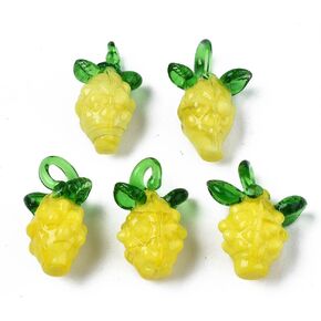 10PCS Handmade Lampwork Loose Pendants Corn Glass Charms Farmhouse Style Vegetables Yellow Tender Corn Dangle Earring Charms for DIY Bracelets Necklaces Earring Charms Jewelry Making Hole 1.5-3.5mm