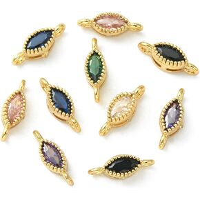 Ipotkitt 20pcs Micro Pave CZ Rhinestone Charms Rectangle 18k Gold Plated Cubic Zirconia Birthstone Charms for Jewelry Making Bracelets Bulk