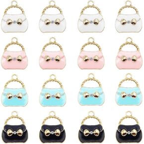 JJGQAZ 40 Pieces Enamel Women Purse Bag Charms Bracelet Pendant Charms for Jewelry Making DIY Earrings Necklace, Assorted Color