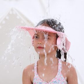 قبعة استحمام بشامبو للأطفال، درع حمام، قناع استحمام، رأس حوض الاستحمام، قبعة حماية للشعر للأطفال الصغار والأطفال (وردي) in Kuwait