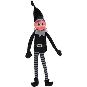 Toyland® Elves Behavin Badly 12 Inch Girl Elf with Black Clothing Soft Toy with Long Legs, Soft Body & Vinyl Head - Christmas Novelty Toys