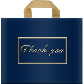 Thank You Bags, Plastic Boutique Shopping Bags for Small Businesses Extra Large Thick Bulk Merchandise Gift Bags with Handles for Customers Party Favors，Black