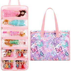 Octsky Toy Dolls Storage Bag Tote Carrying Case Compatible with LOL Surprise Toys Dolls Omg, Hanging Organizer Storage Bag with 8 Clear Window Pockets, Bag Only (02-Golden Unicorn)