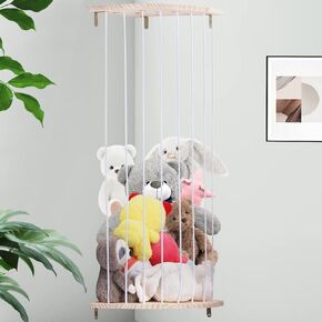 حامل ألعاب قطيفة على شكل زاوية خشبية لتخزين الحيوانات المحشوة من Cevhzoe مع نمط نجمة، رف منظم لألعاب الحيوانات المحشوة معلق بطول قابل للتعديل لغرفة لعب الأطفال وغرفة النوم وغرفة الأطفال in Kuwait