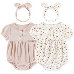 Baby Girl Clothes Cotton Bubble Romper Floral Bodysuits Infant Outfit Set