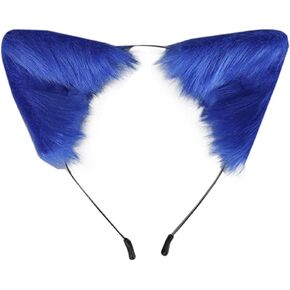 VIGVAN Fox Wolf Ears Animal Cosplay Cat Cosplay Accessories for Halloween (Black)